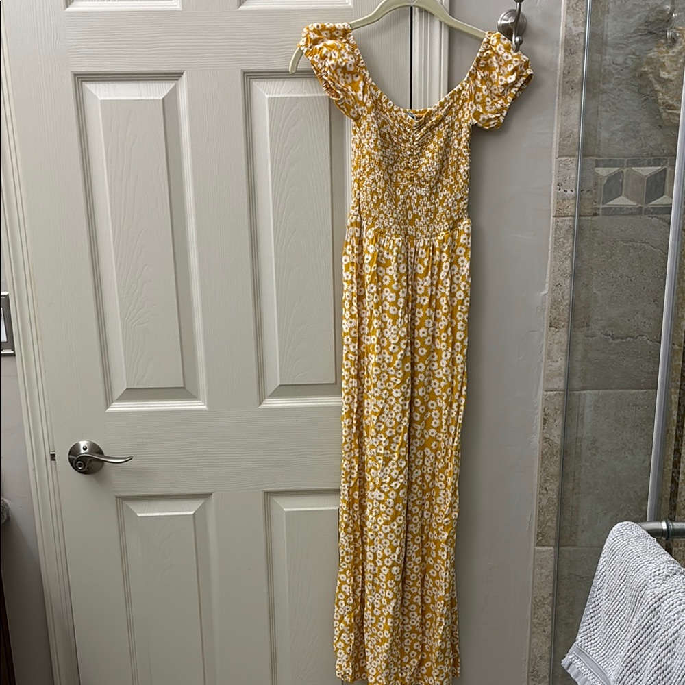 Yellow Floral Off-Shoulder Dress